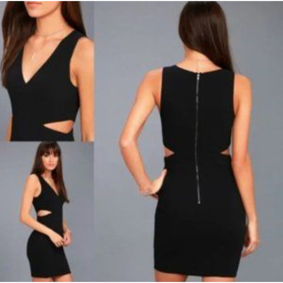 Lulus Mini Dress Black Sleeveless Cutout Bodycon Dress Size Large - Picture 2 of 10